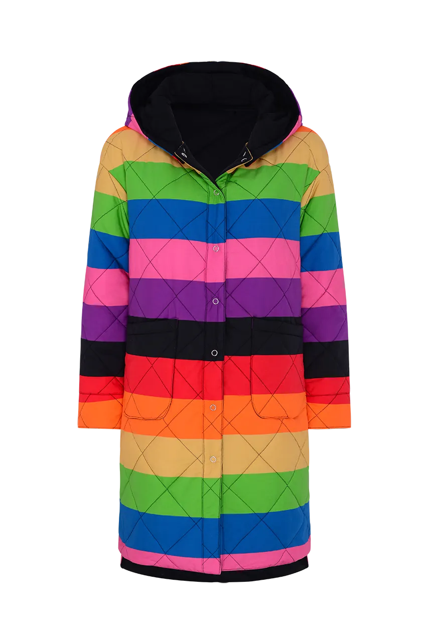 Carter Reversible Rainbow Stripe Quilted Coat