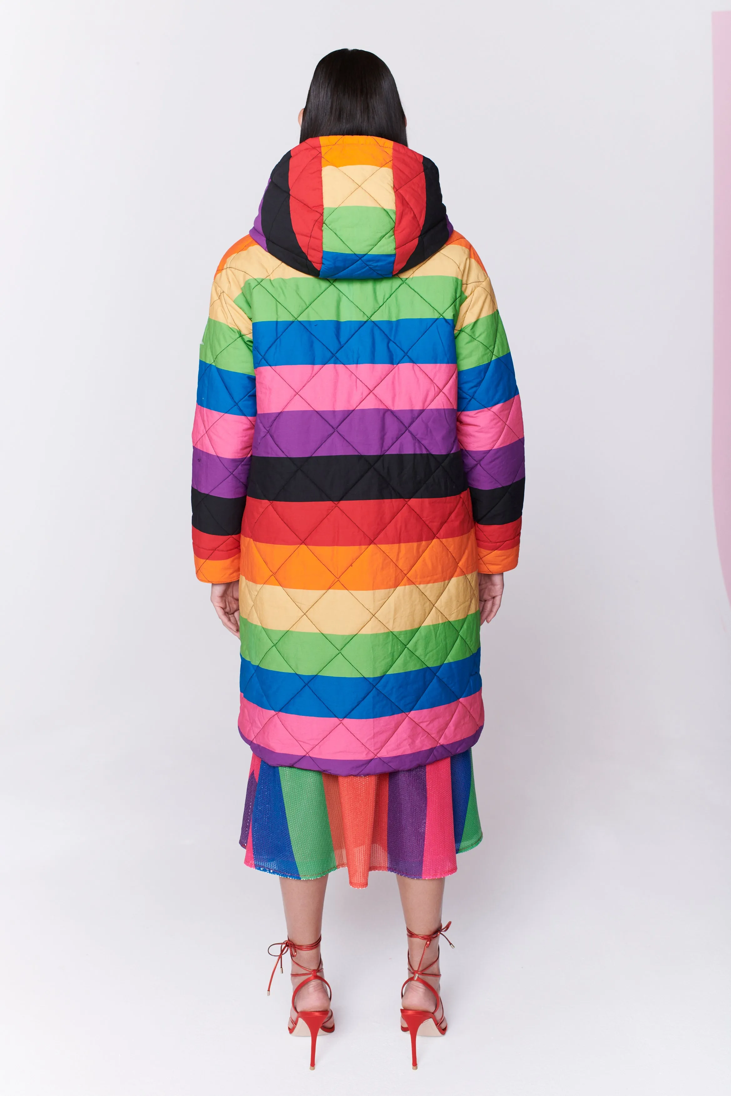 Carter Reversible Rainbow Stripe Quilted Coat