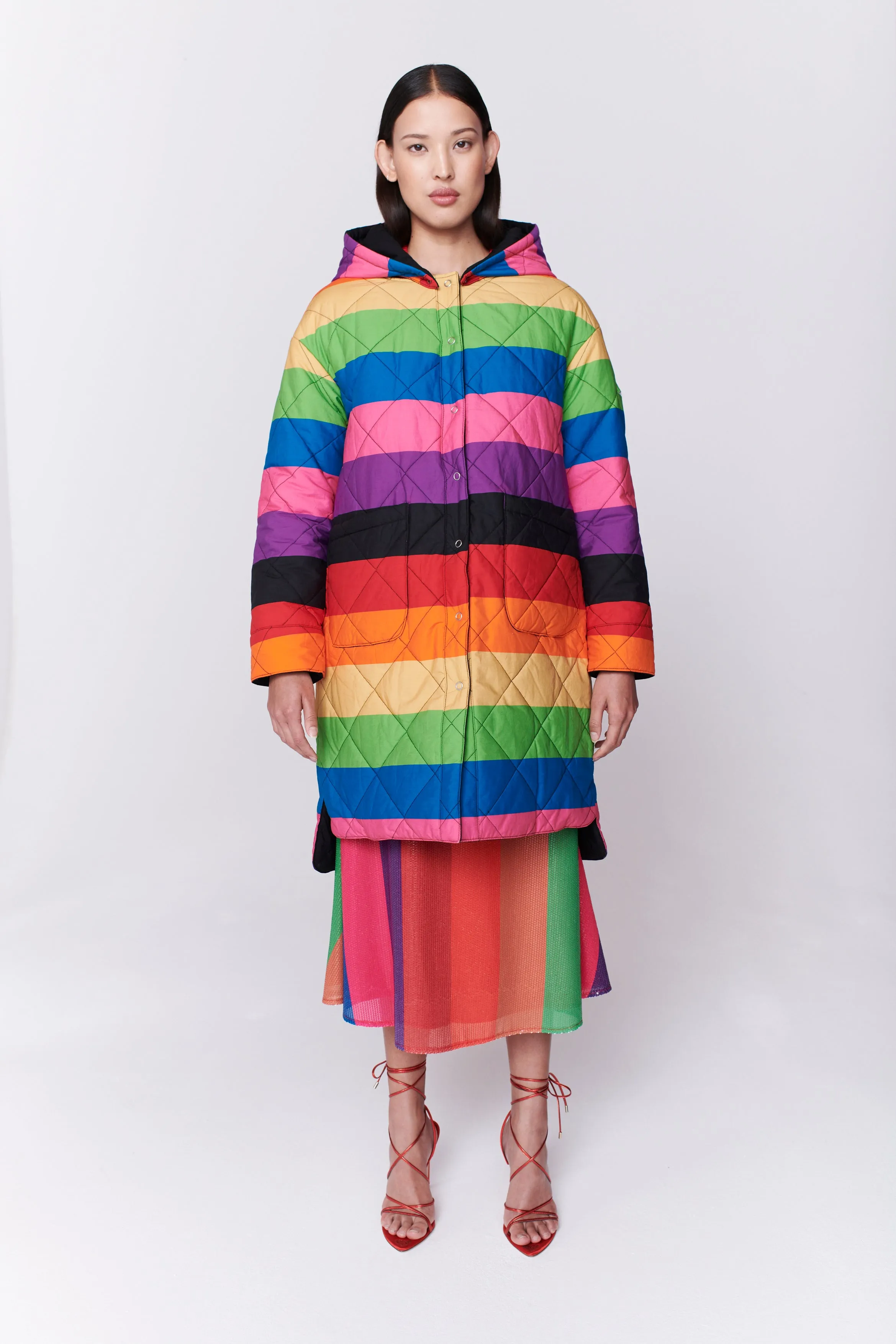 Carter Reversible Rainbow Stripe Quilted Coat