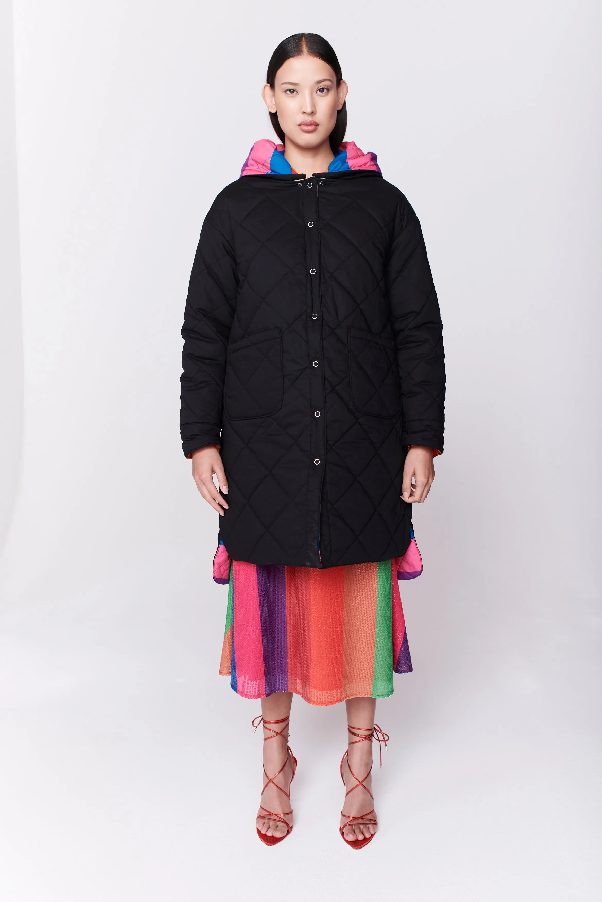 Carter Reversible Rainbow Stripe Quilted Coat
