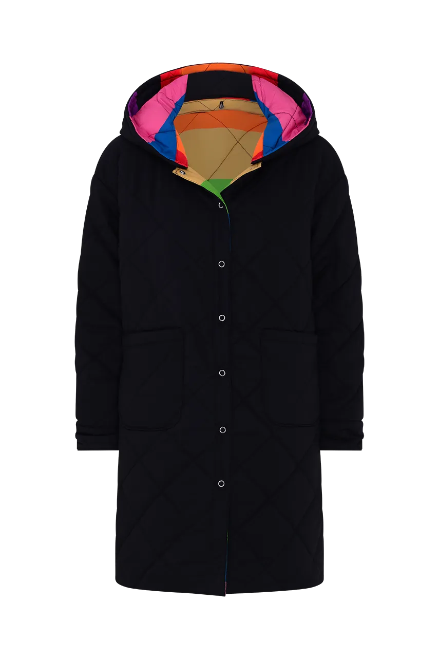 Carter Reversible Rainbow Stripe Quilted Coat