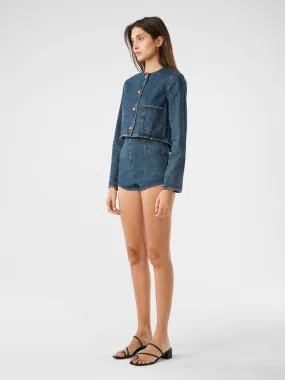 Celeste Cropped Suit Jacket - Malibu Vintage Indigo