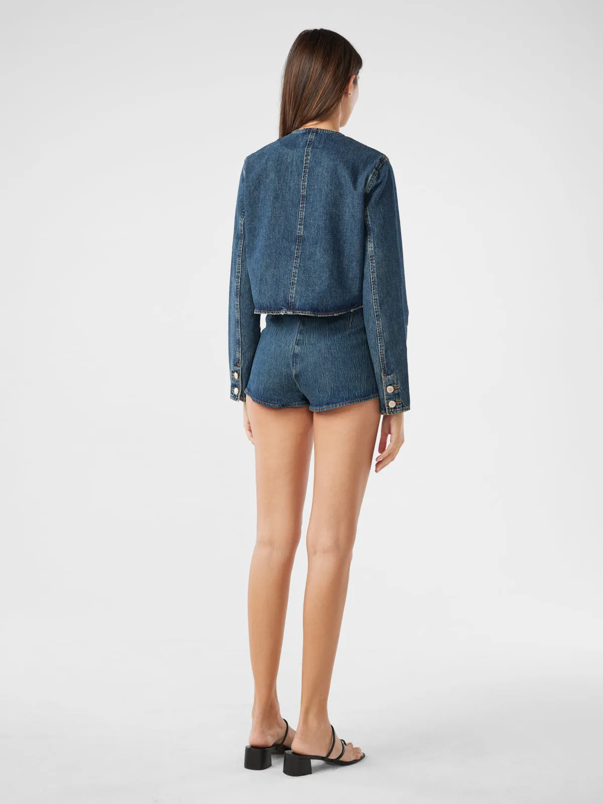 Celeste Cropped Suit Jacket - Malibu Vintage Indigo