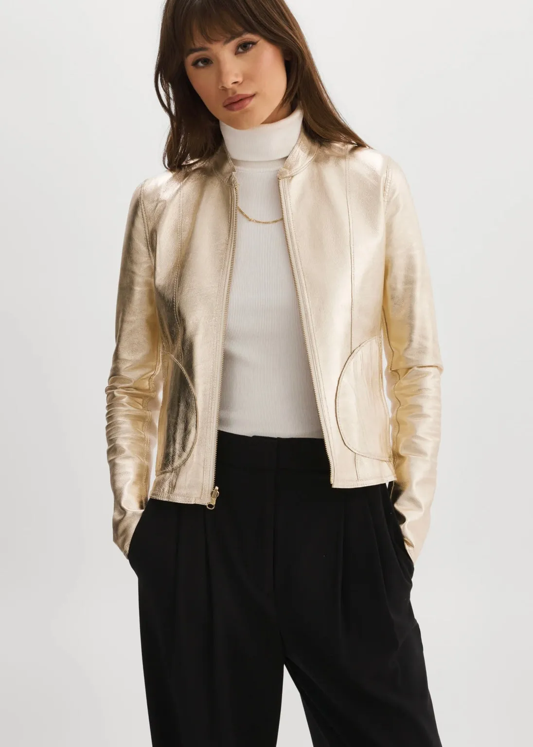 CHAPIN REVERSIBLE LEATHER BOMBER BY LA MARQUE SPRING 25