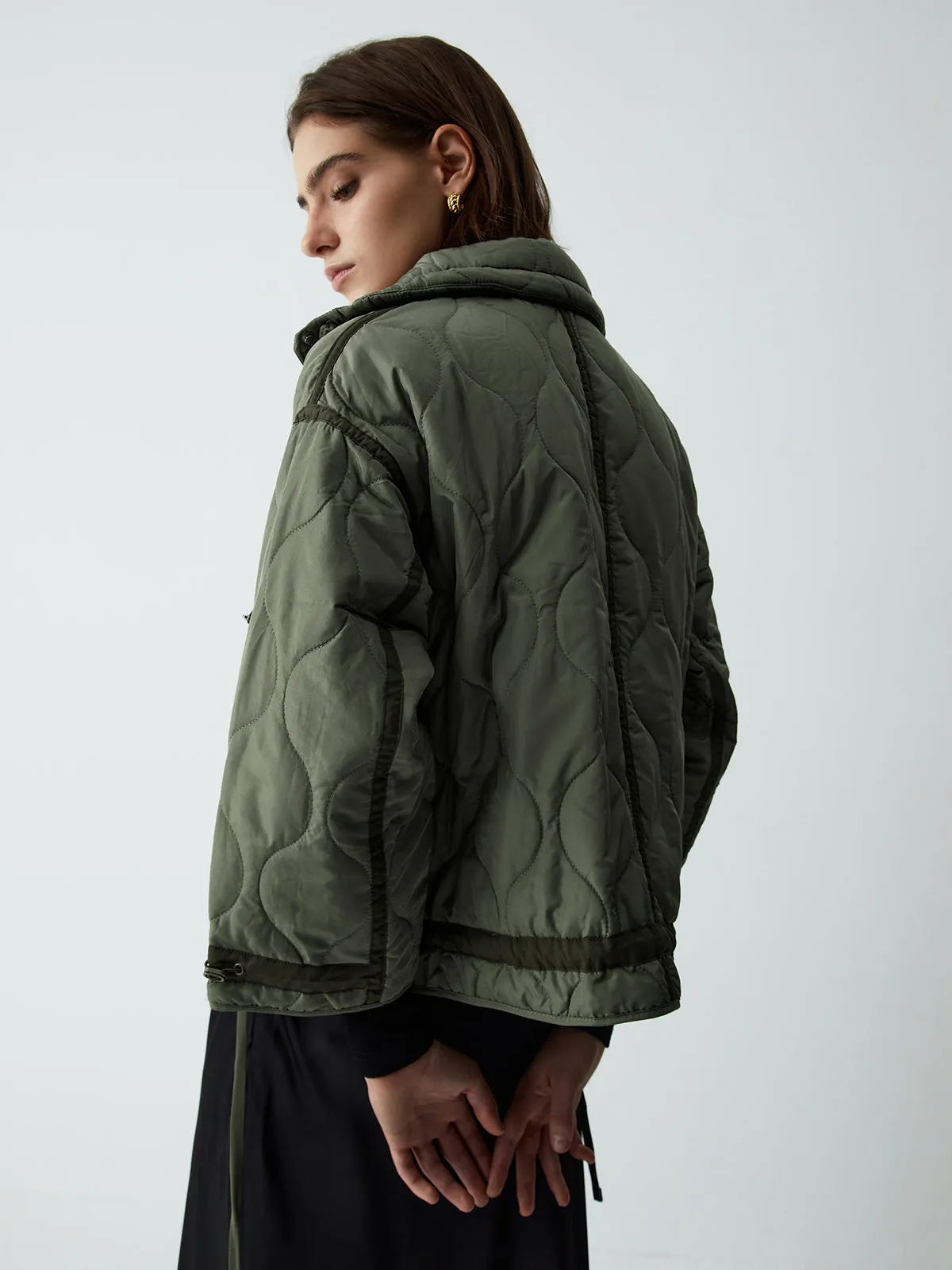 CHICMY- Open Collar Quilted Coat