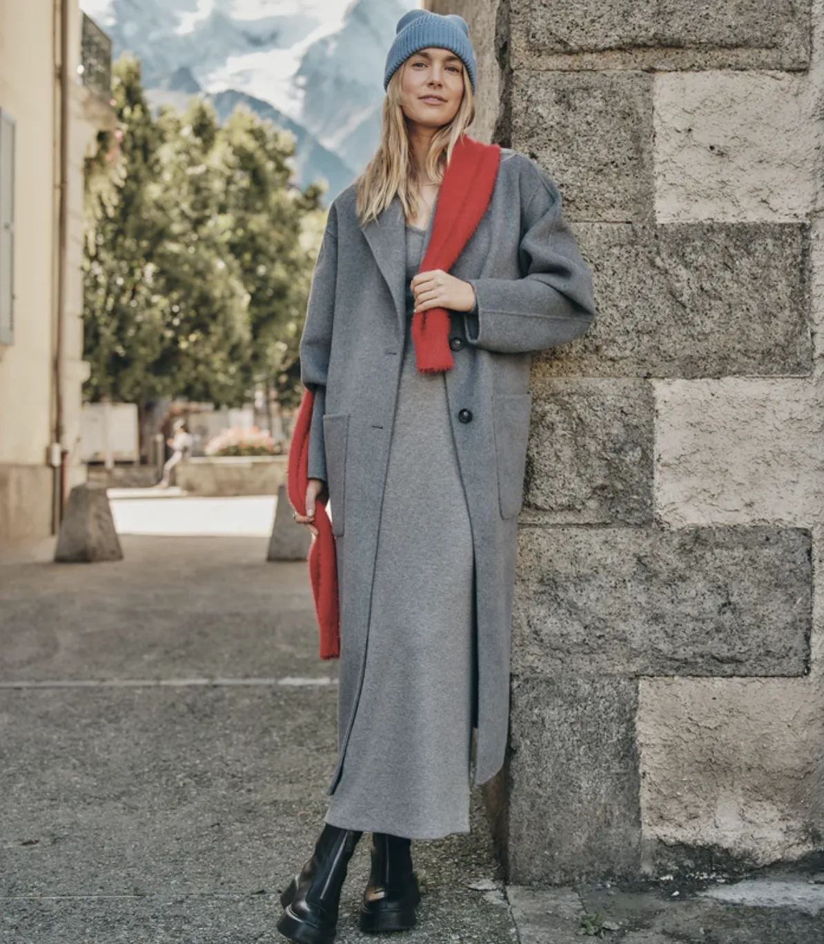 Colette Oversized Longline Coat - Grey Heather