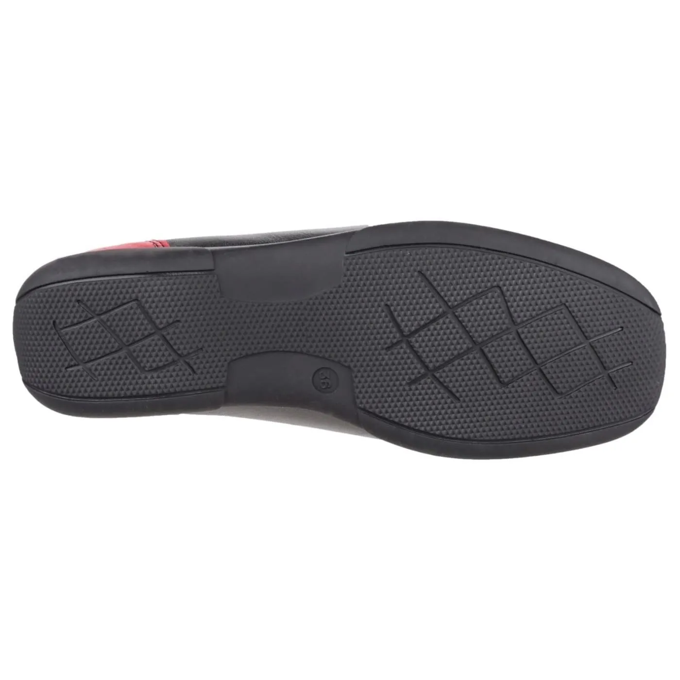Cotswold Biddlestone Black/Red Ladies Leather Slip Ons