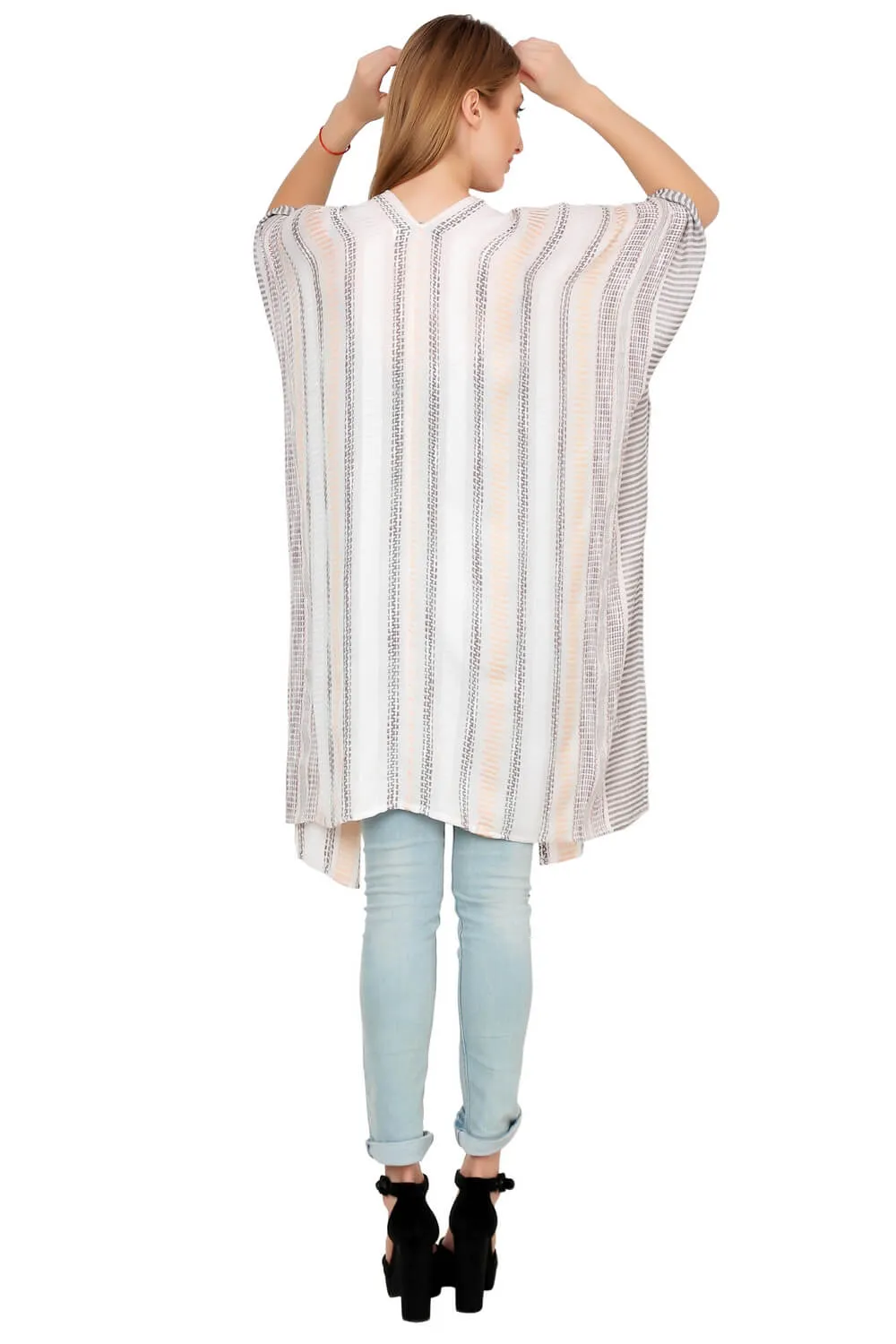 Creamy Beach Vibes Stripes Kimono