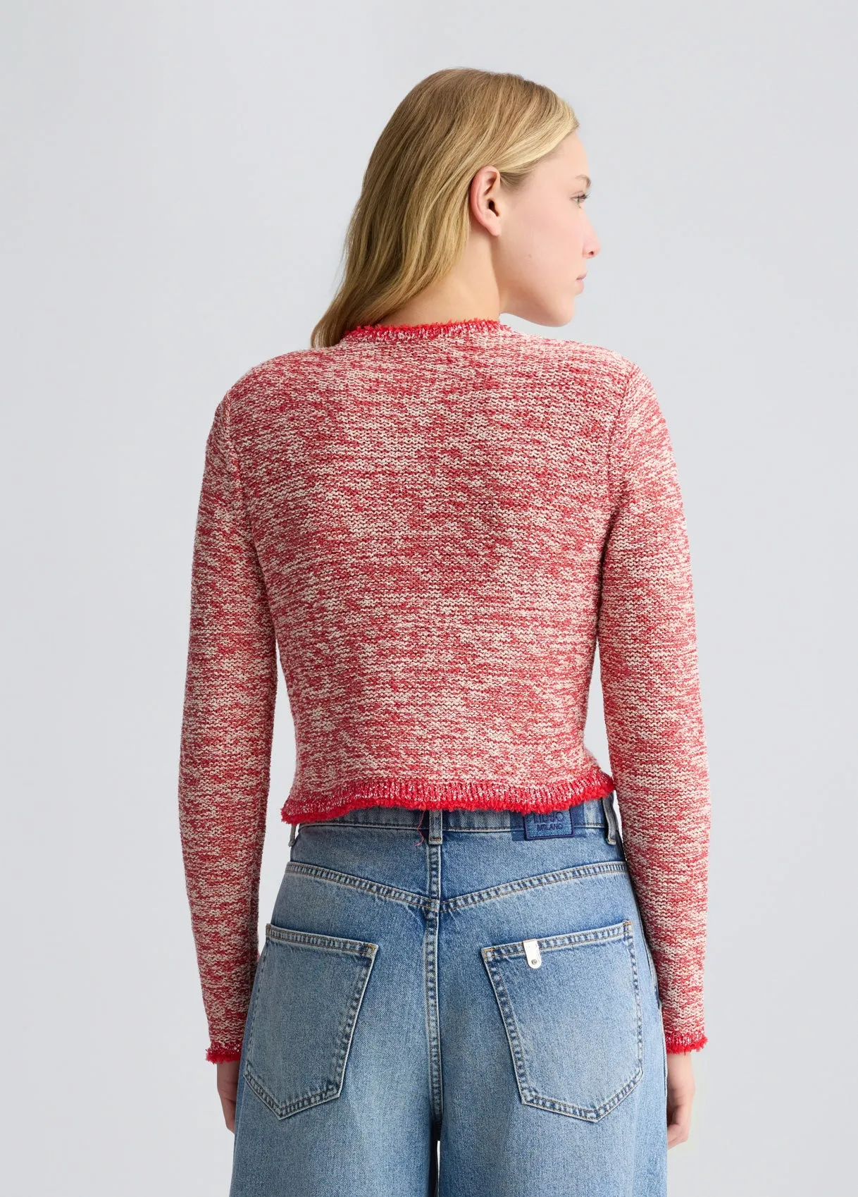 CROPPED KNITTED JACKET RED