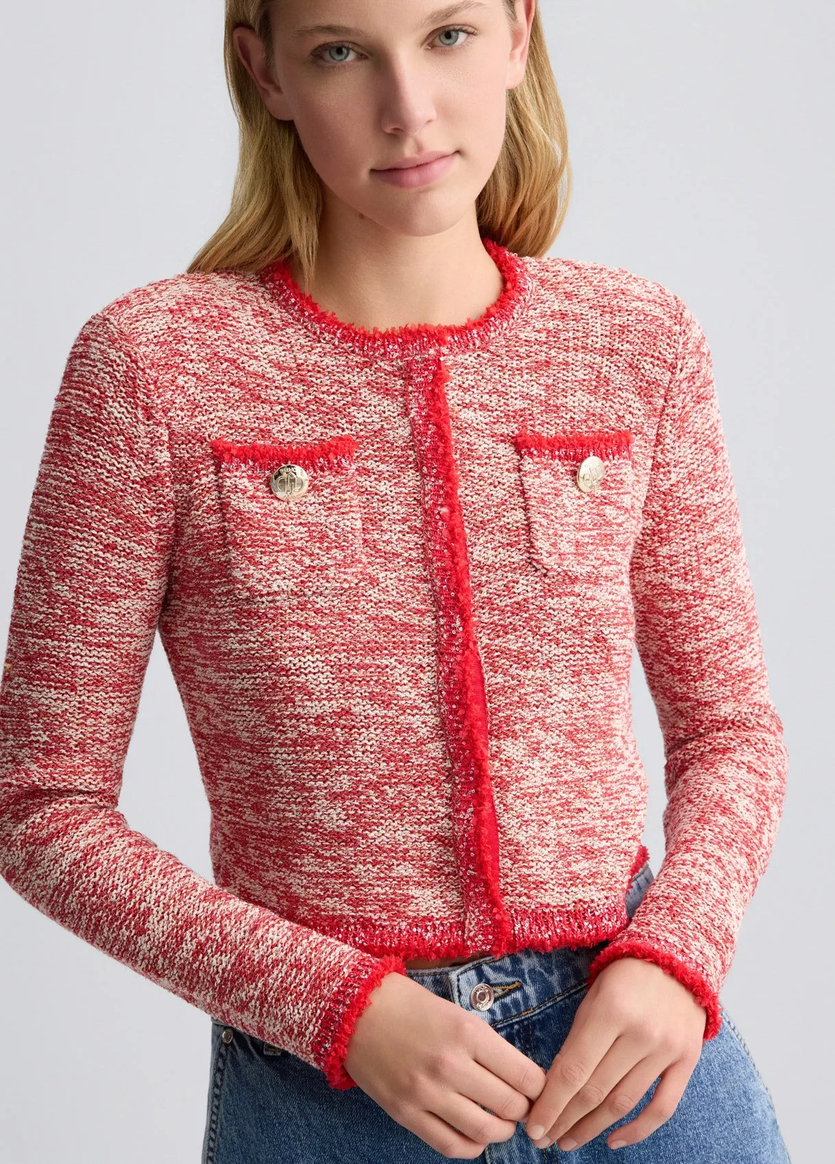 CROPPED KNITTED JACKET RED