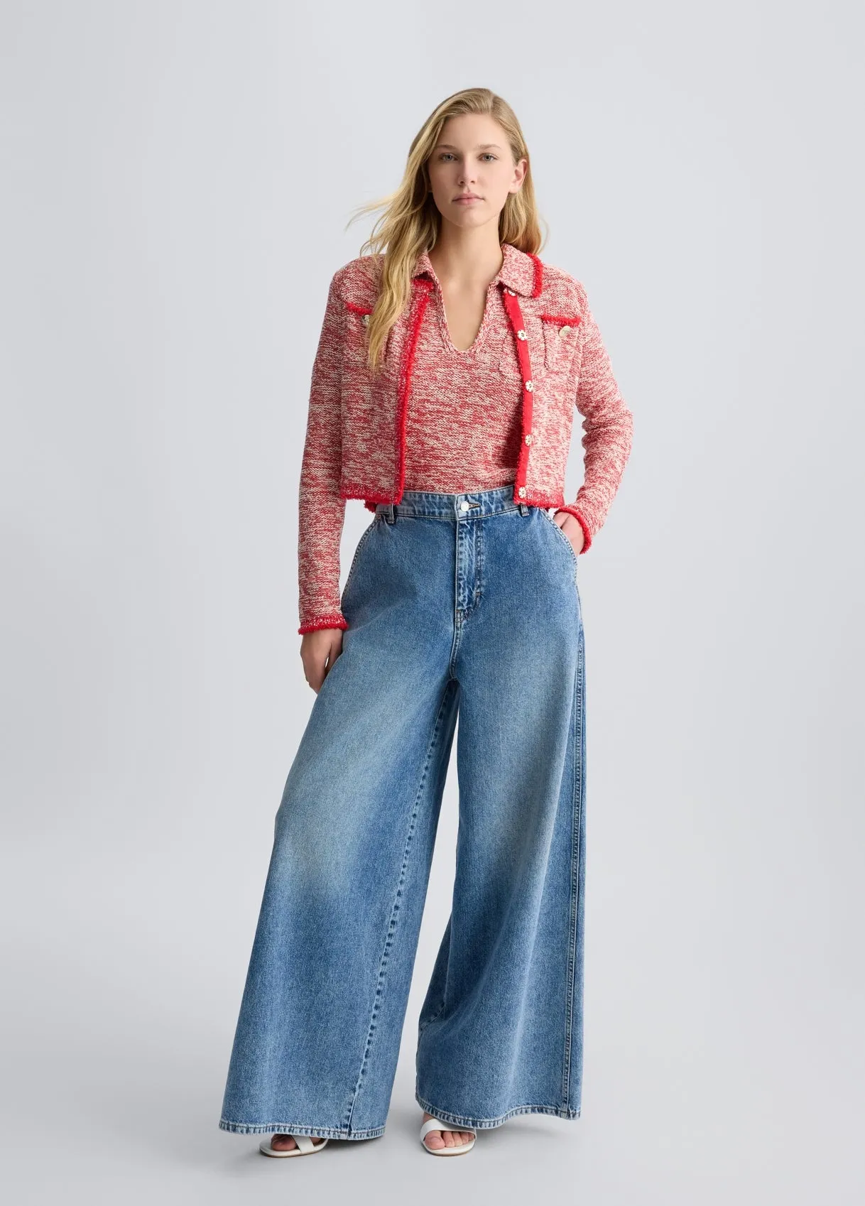 CROPPED KNITTED JACKET RED
