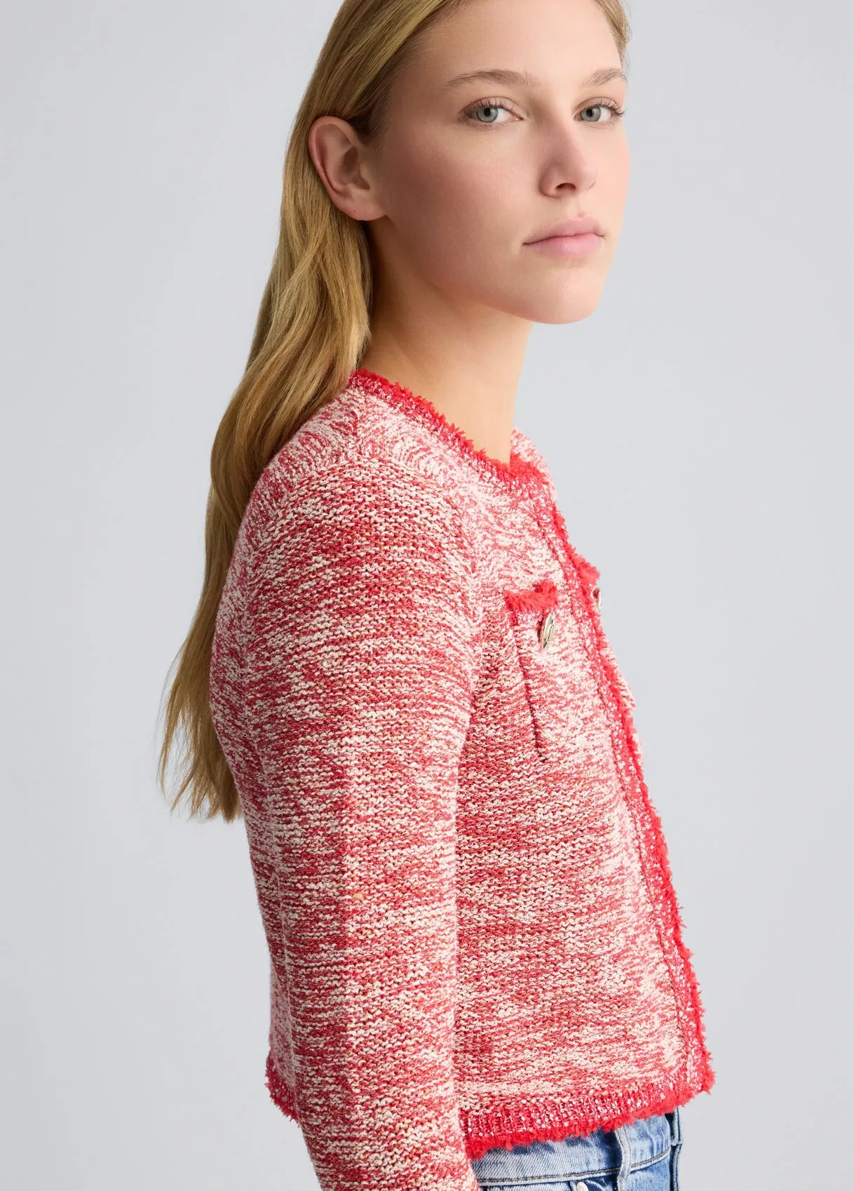 CROPPED KNITTED JACKET RED
