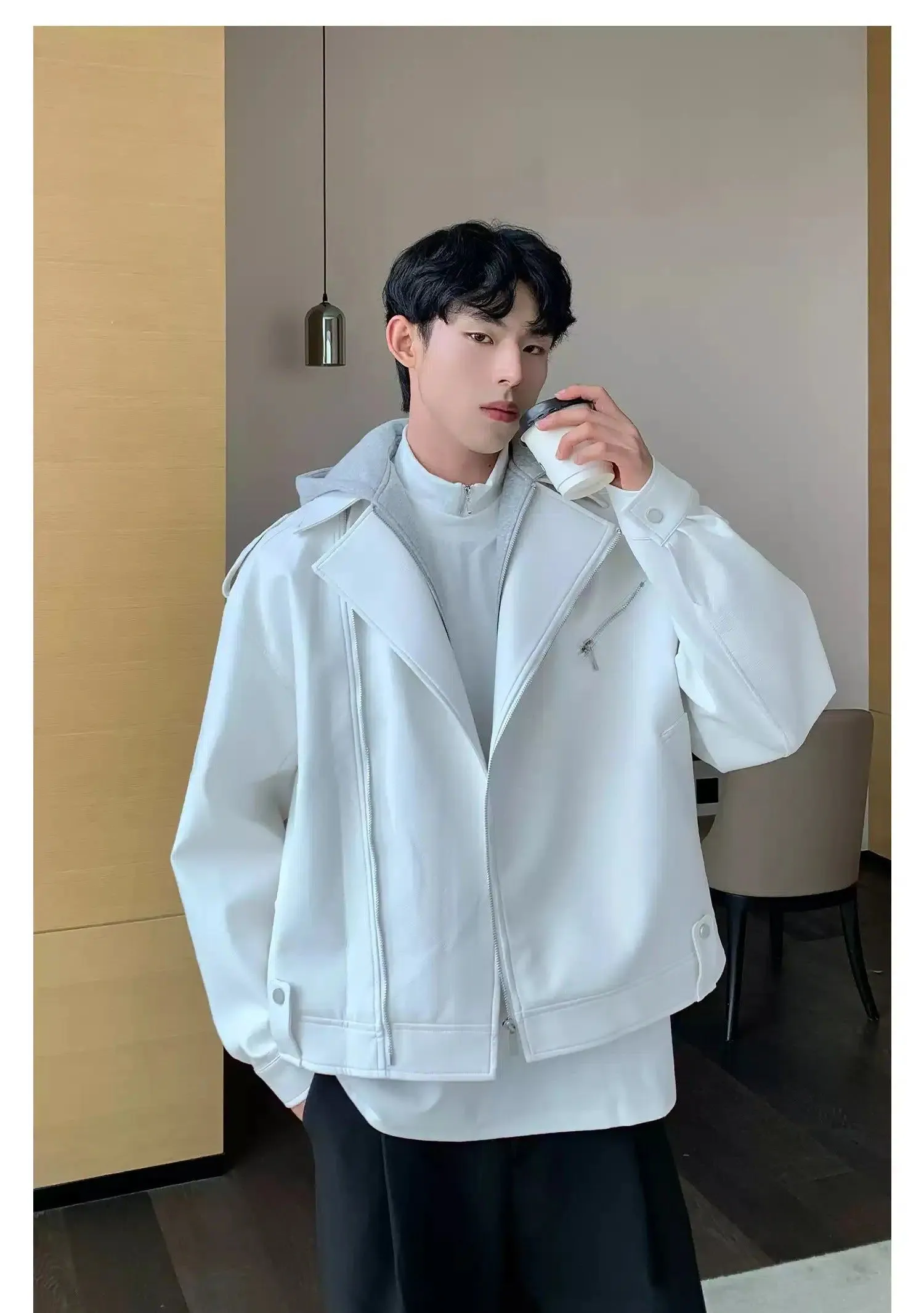 Cui Hooded Layer Leather Jacket
