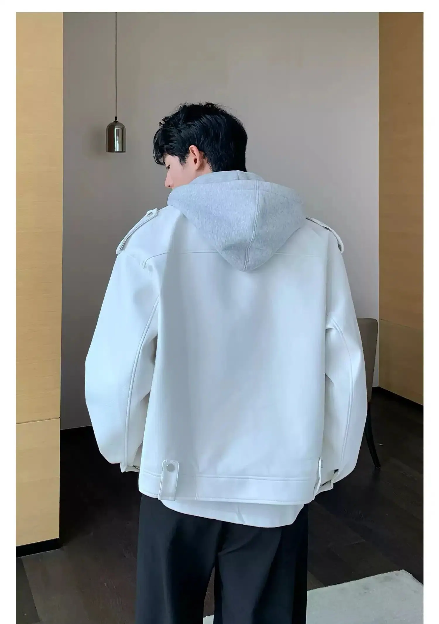 Cui Hooded Layer Leather Jacket