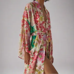 Daliah Peacock Floral Boho Kimono Robe