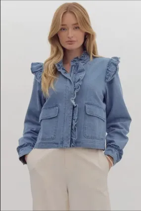 Denim Utility Jacket in Light Blue