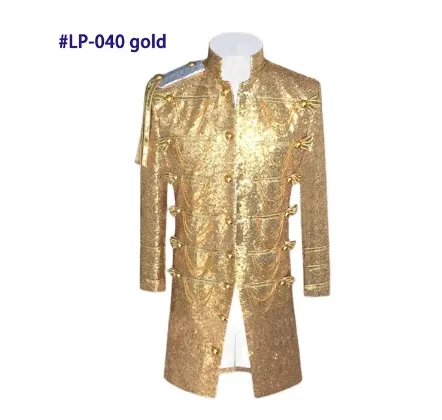 Designer Party Jacket Men's Tuxedo Blazer Gold Black Burning Man Captain