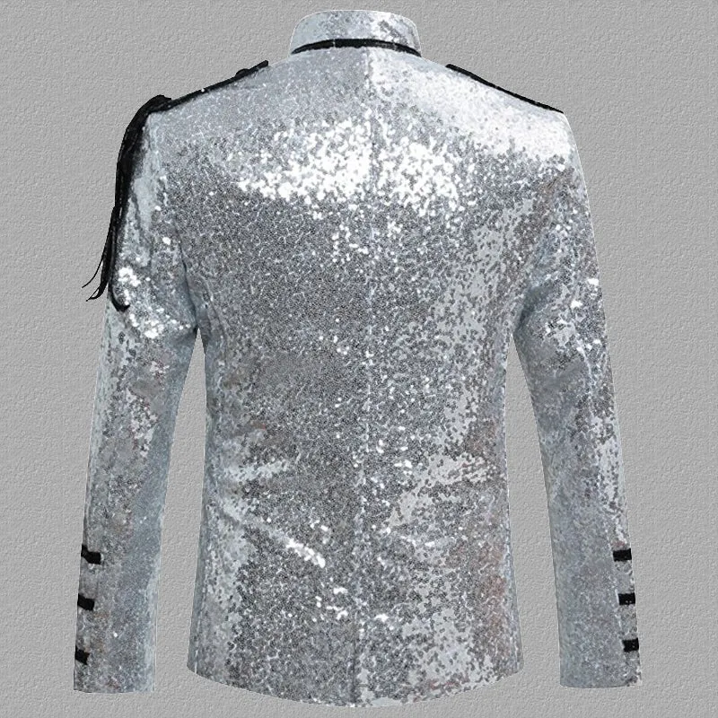 Designer Party Jacket Men's Tuxedo Blazer Gold Black Burning Man Captain