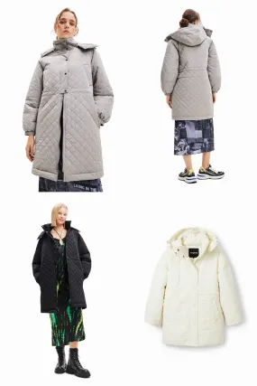 Desigual Padded Denmark Puff Sleeve Quilted Coat 23WWEW20