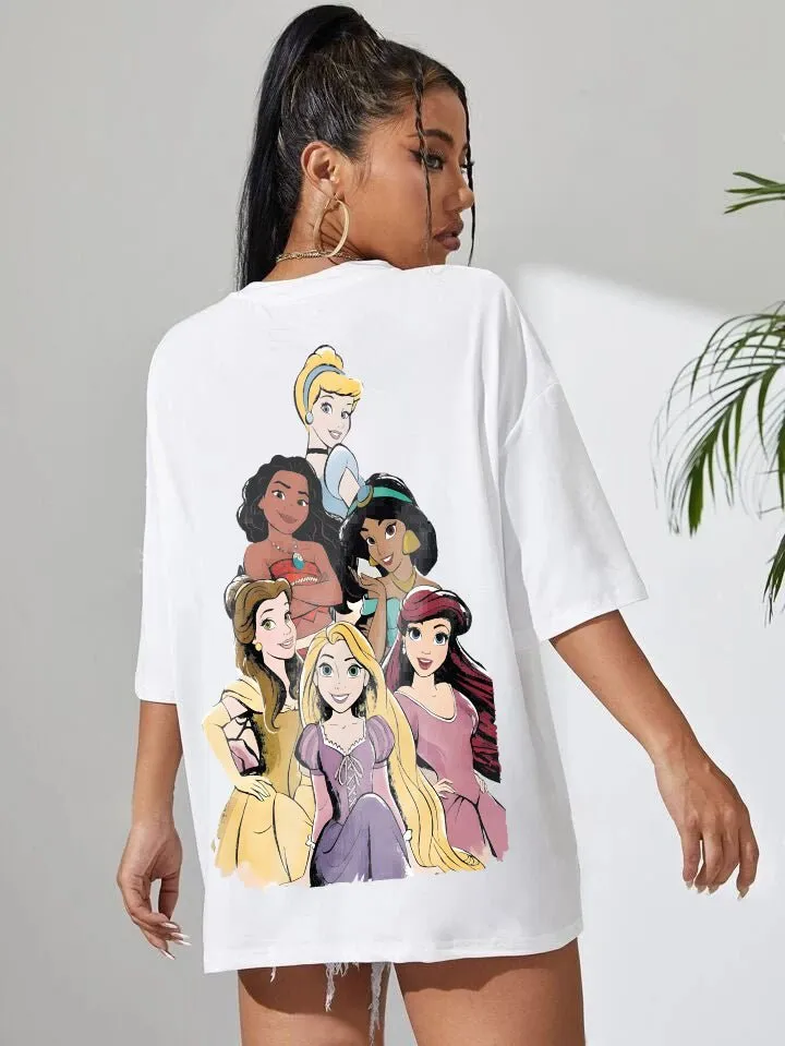 Disney Princess Squad Graphic Printed Womens Drop Shoulder T-shirt Legacy Boutiques Bangladesh