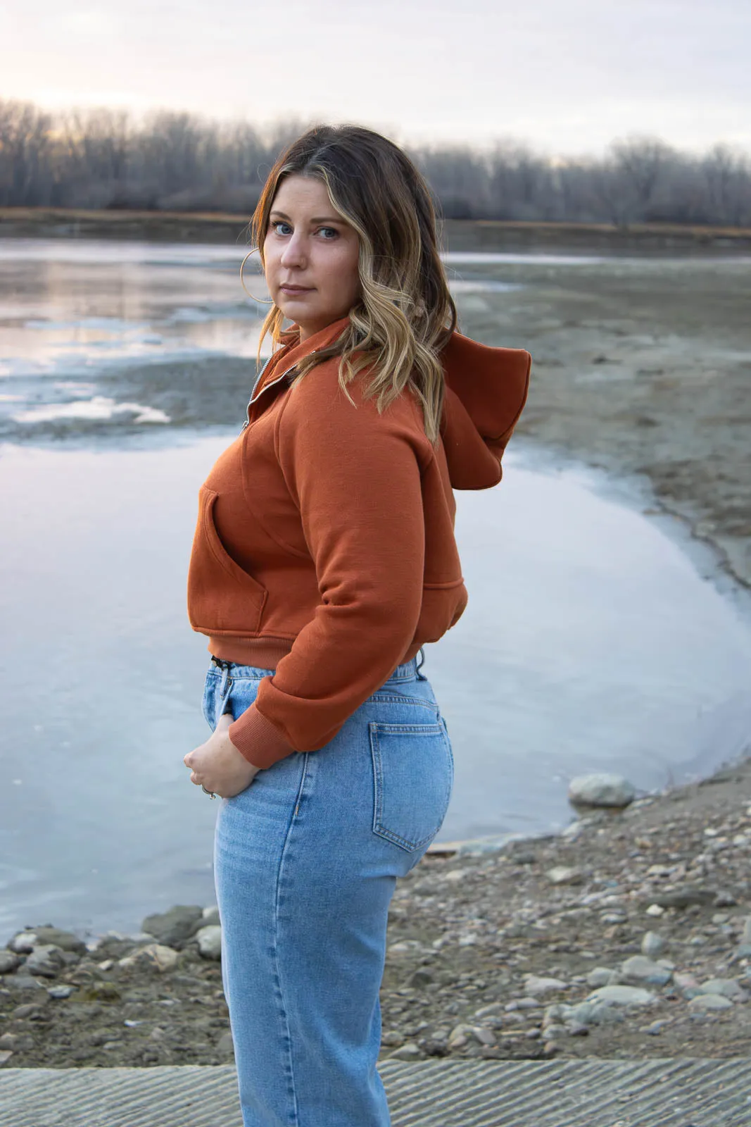Dixon Quarter Zip Crop Hoodie