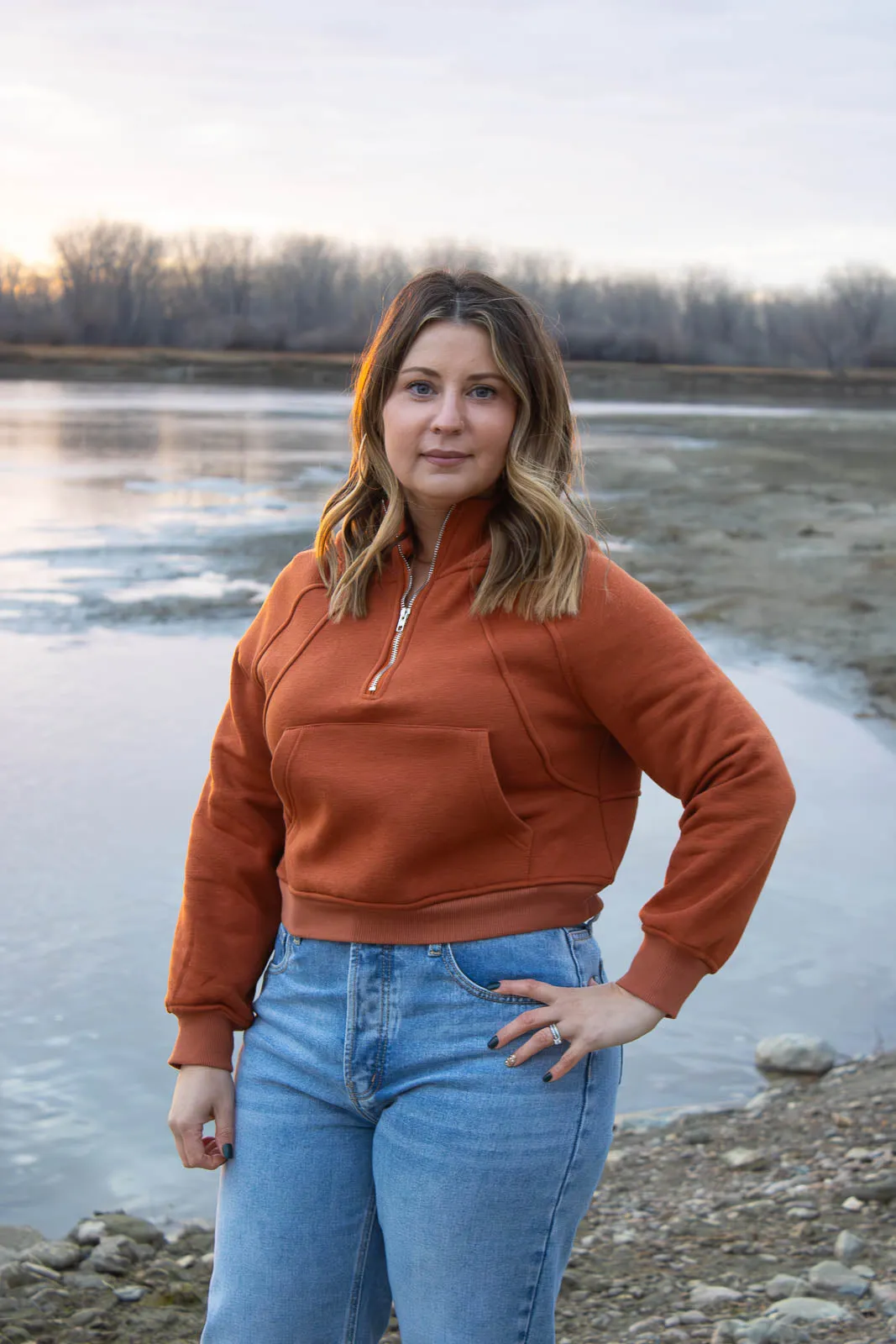 Dixon Quarter Zip Crop Hoodie