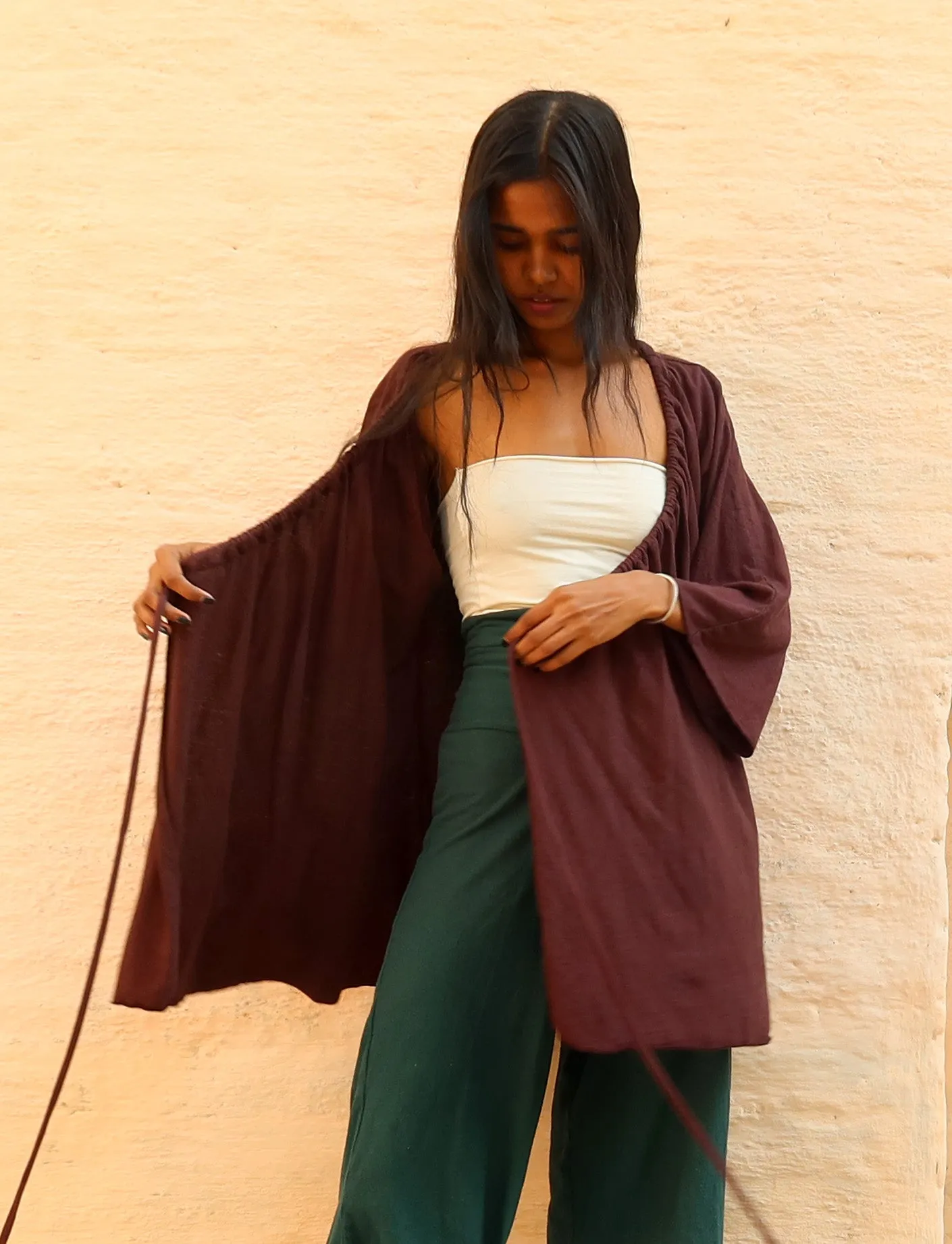 Drawstring Wrap Kimono Simplicity Tunic