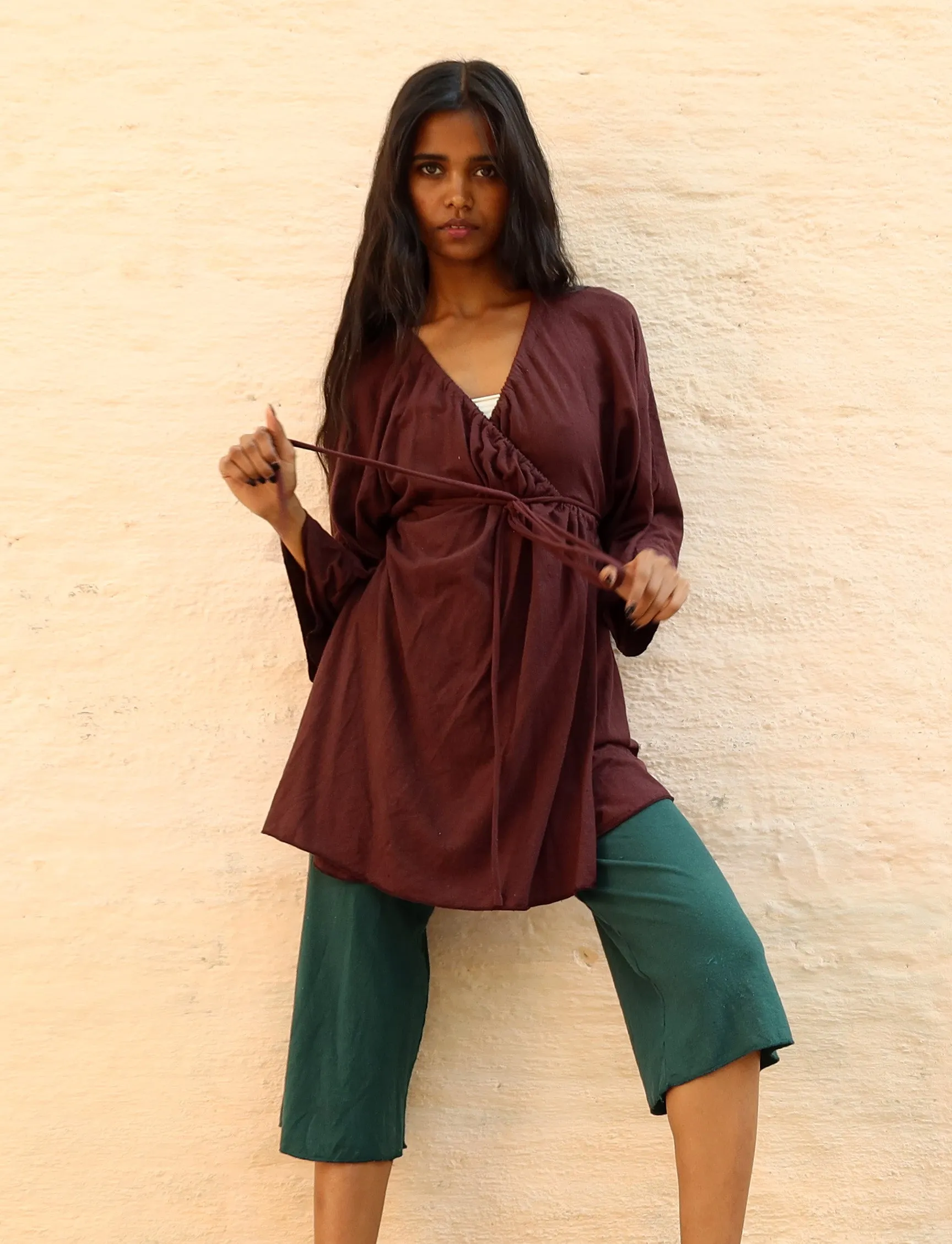 Drawstring Wrap Kimono Simplicity Tunic