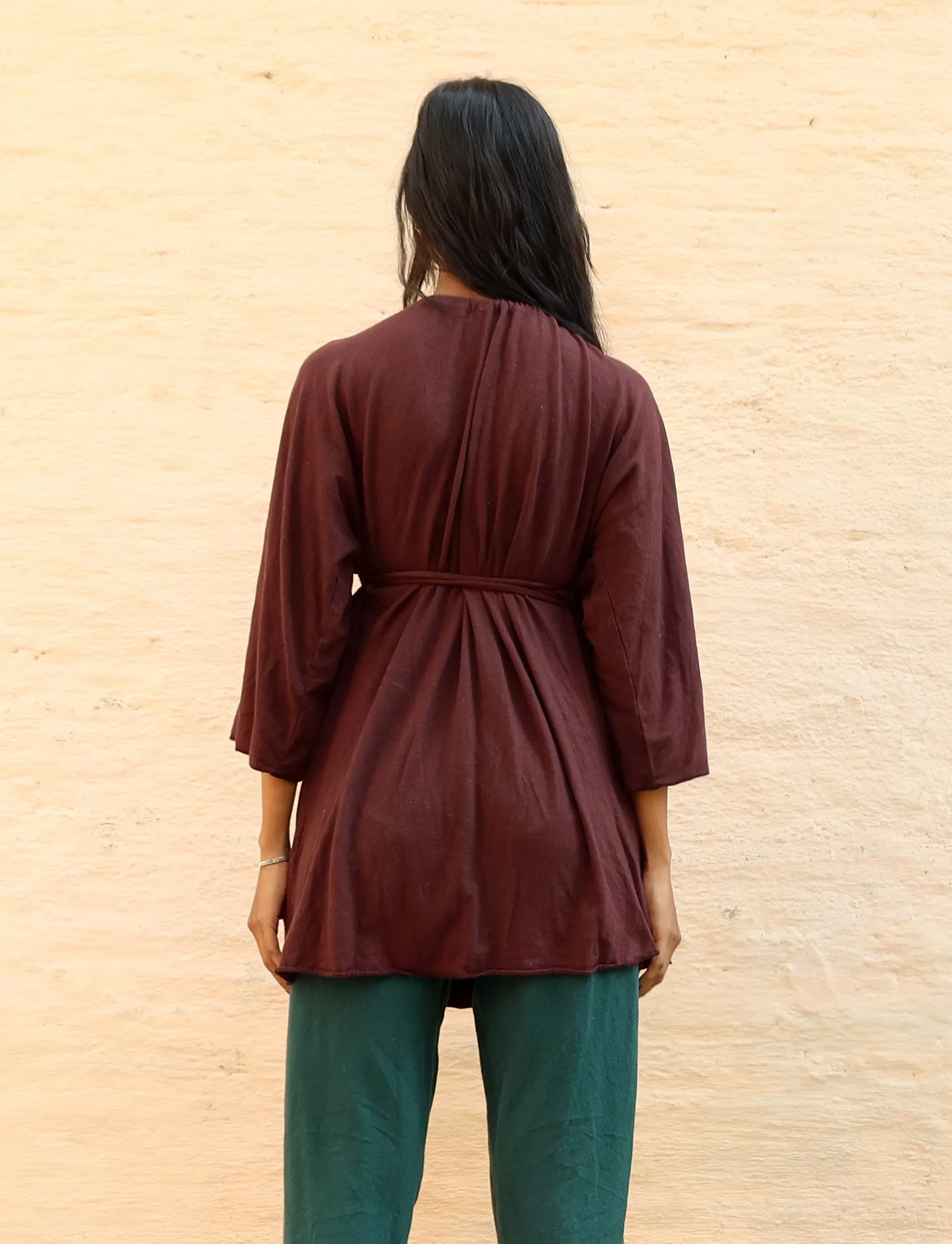Drawstring Wrap Kimono Simplicity Tunic