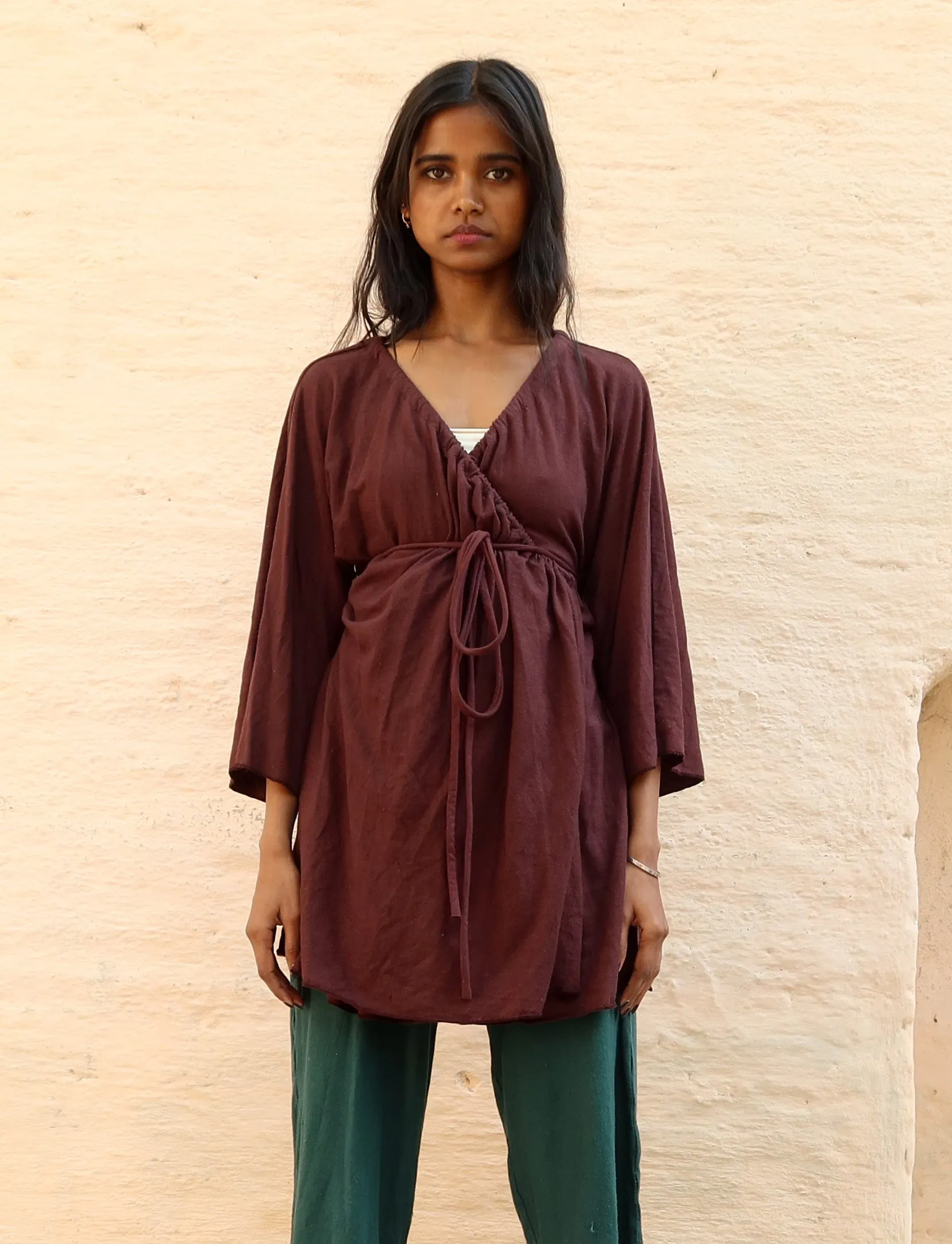 Drawstring Wrap Kimono Simplicity Tunic