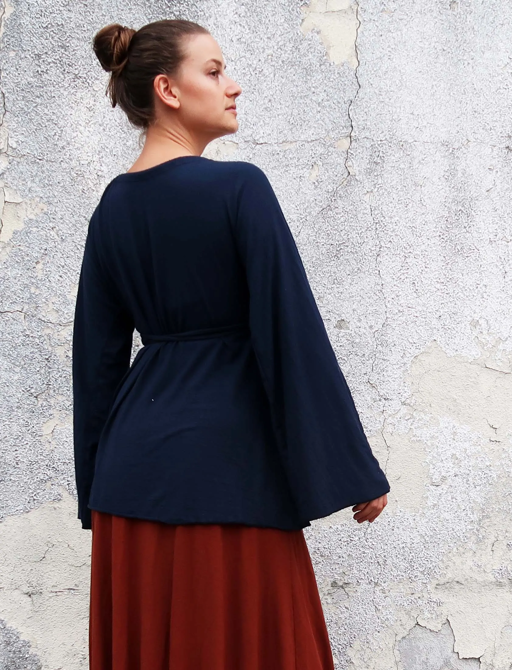 Drawstring Wrap Kimono Simplicity Tunic