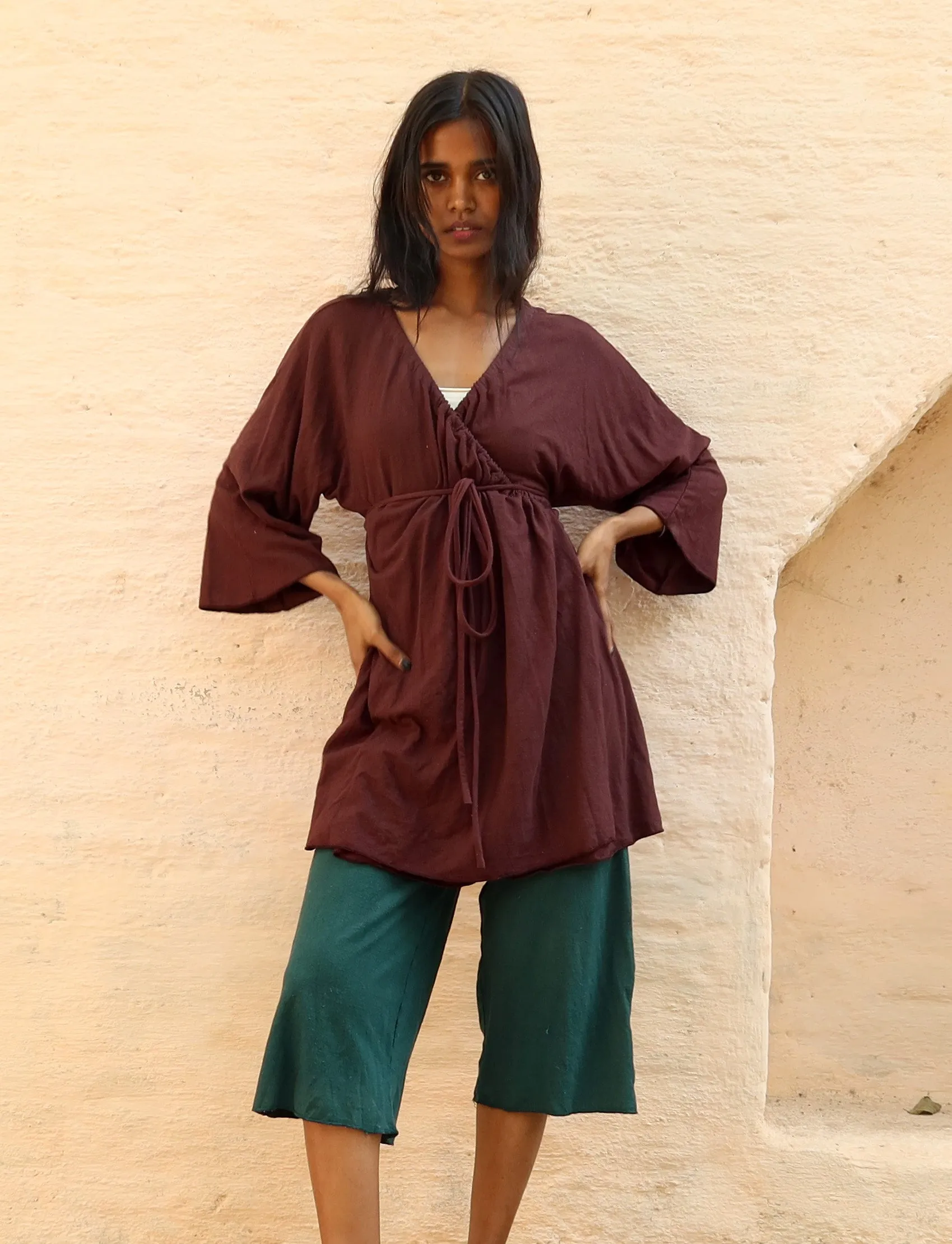 Drawstring Wrap Kimono Simplicity Tunic