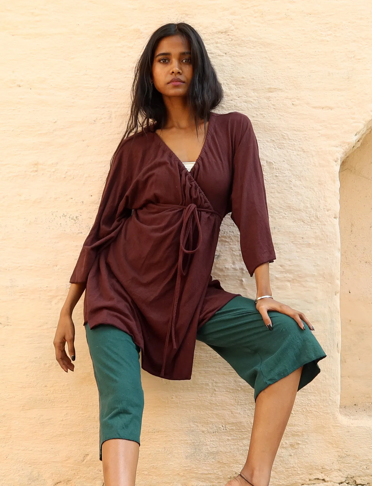 Drawstring Wrap Kimono Simplicity Tunic