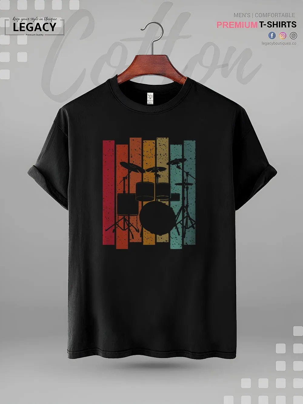 Drum Set Drumming Vintage Retro Print Men's High Quality T-Shirt In Resonable Price