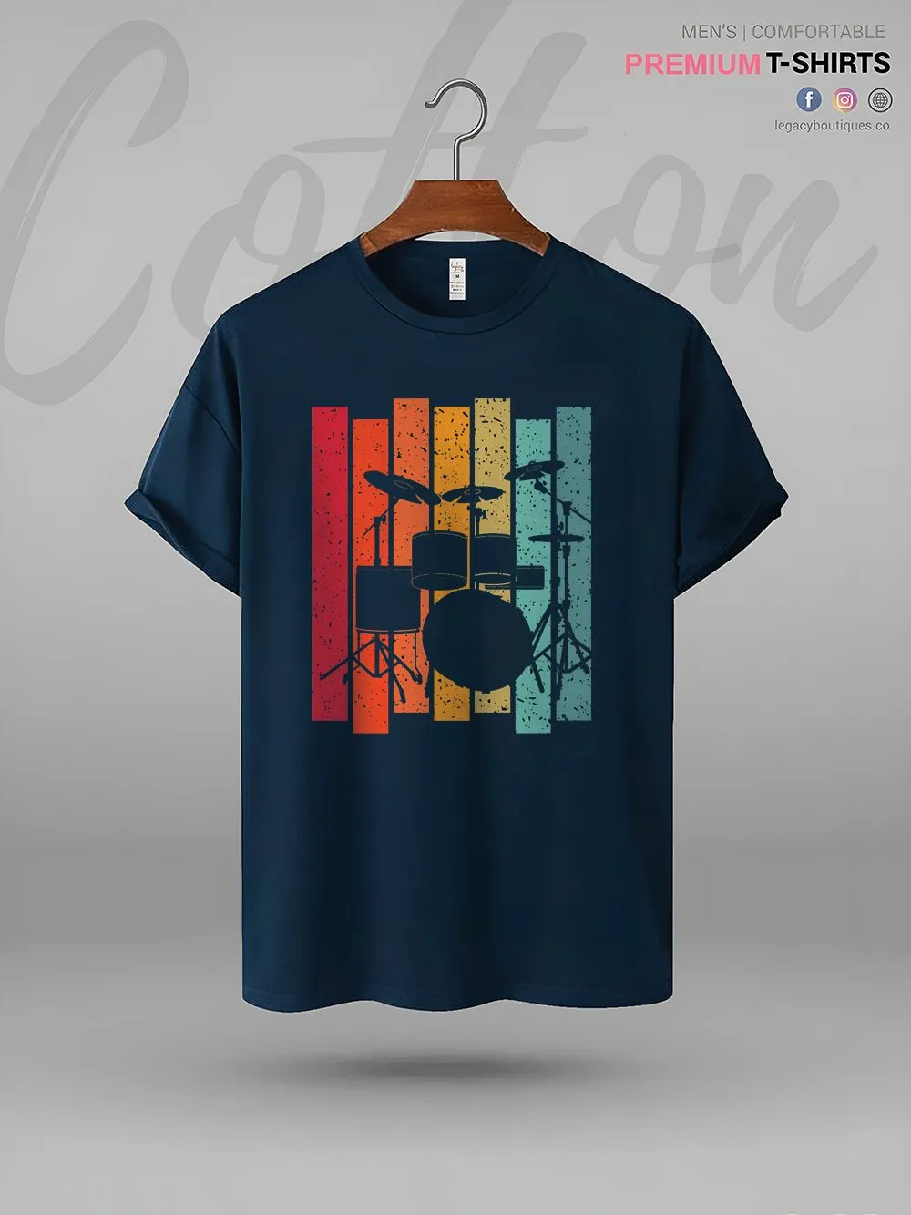 Drum Set Drumming Vintage Retro Print Men's High Quality T-Shirt In Resonable Price