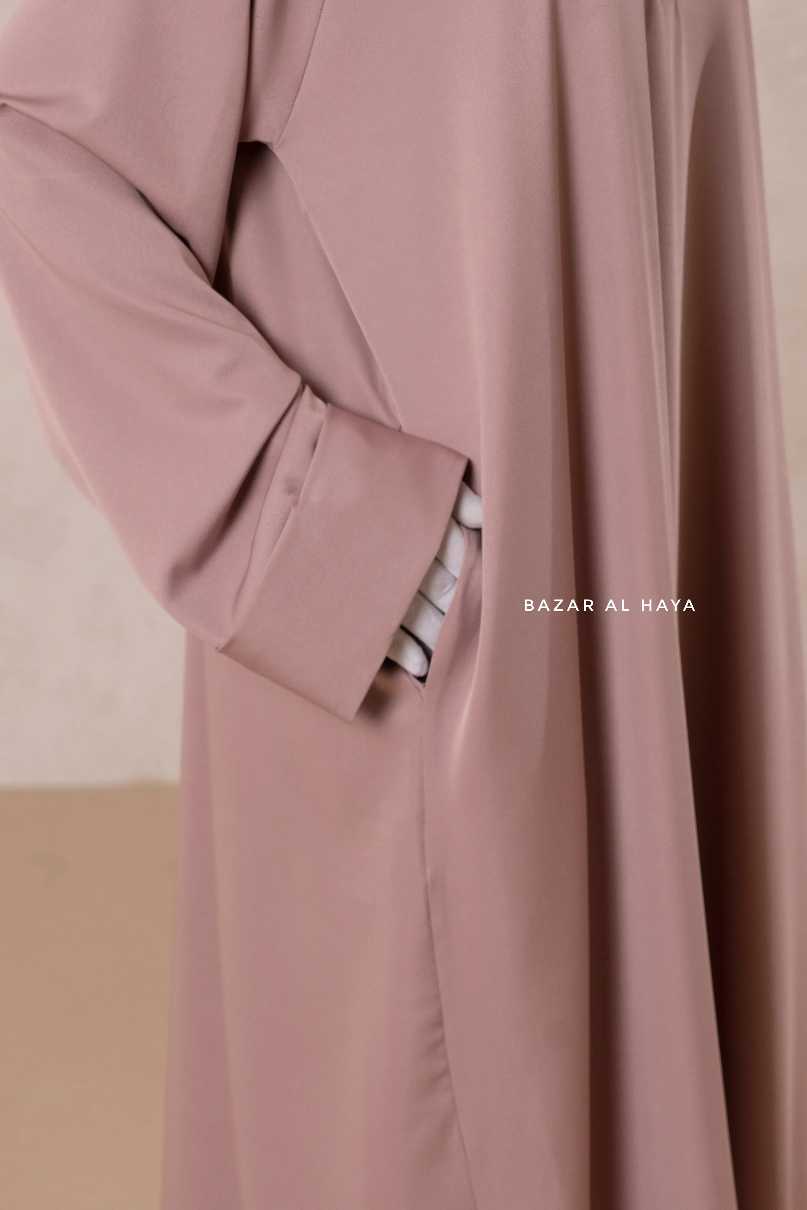 Dusty Rose Madina Abaya - Soft Relaxed Fit - Mediumweight Silk Crepe