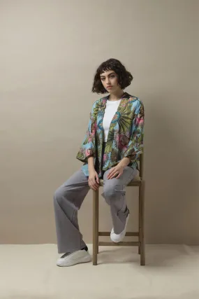 Eccentric Blooms Sky Kimono Jacket