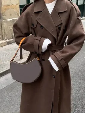 Elegant Double-breasted Wool Coat in 2 Styles