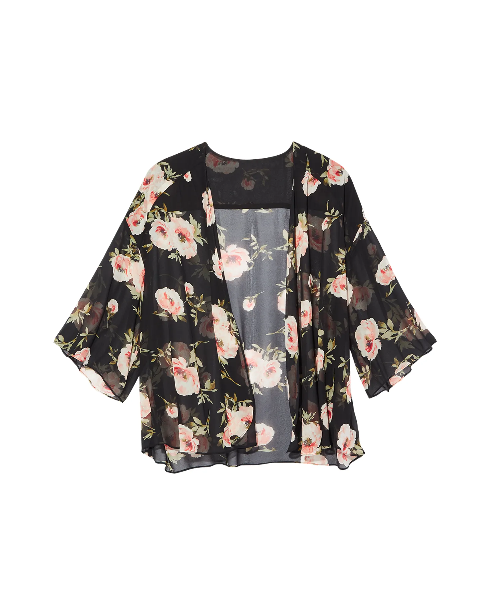 Elle Short Sleeve Kimono | Black / Pink