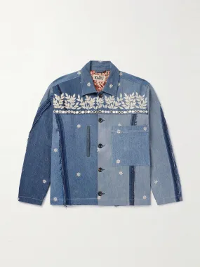 Embroidered embellished sequined shirt
