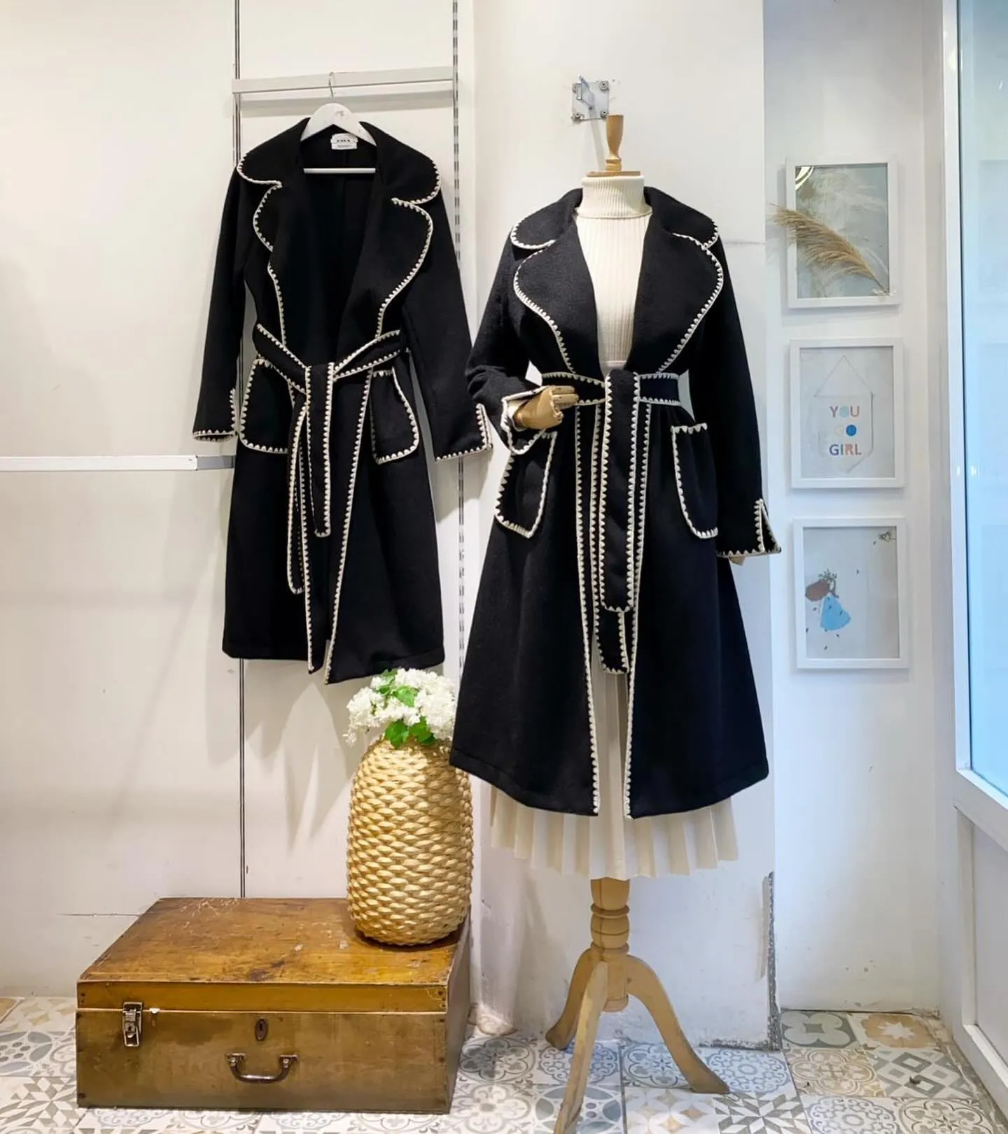 Embroidered Wool Coat