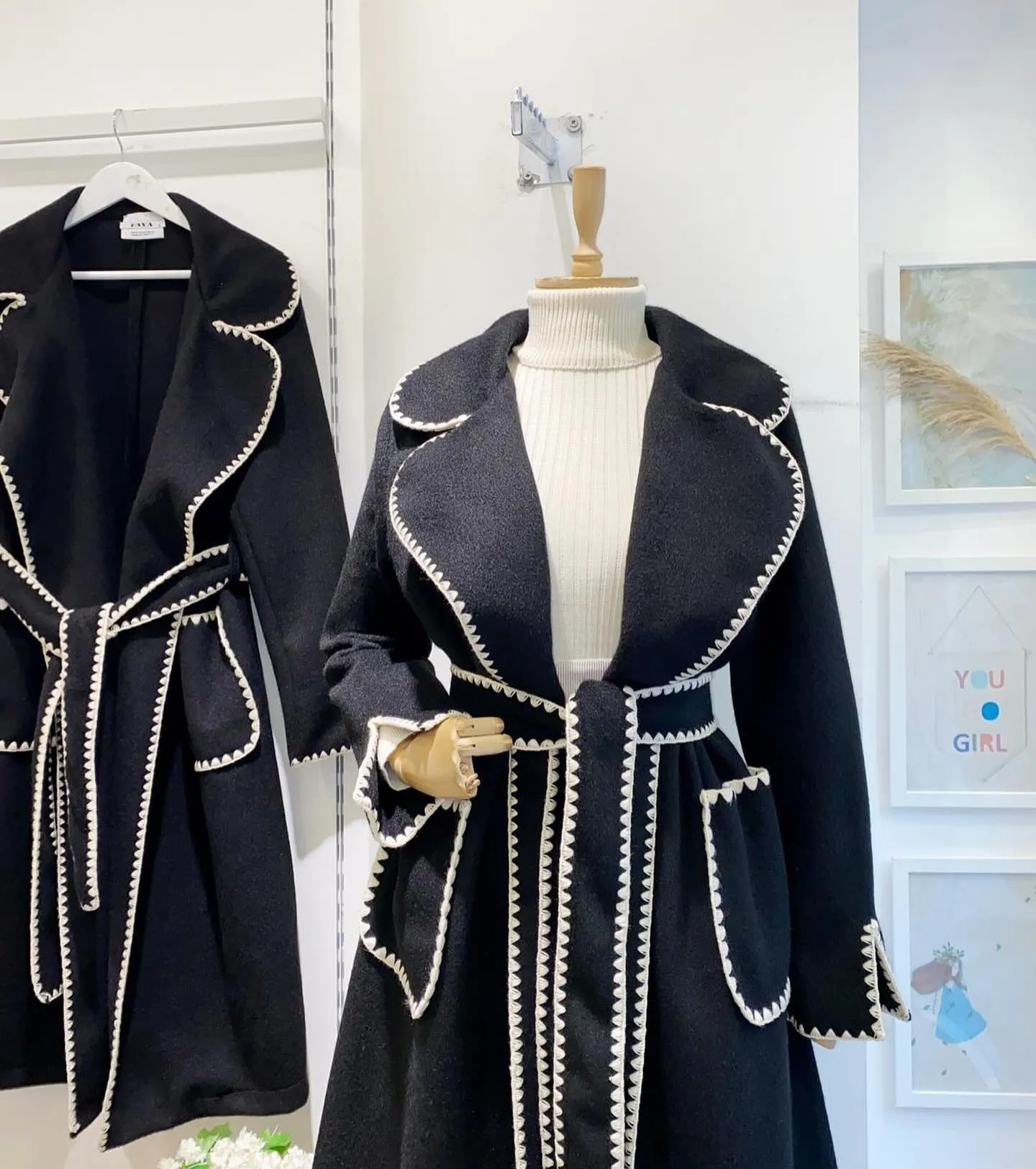 Embroidered Wool Coat
