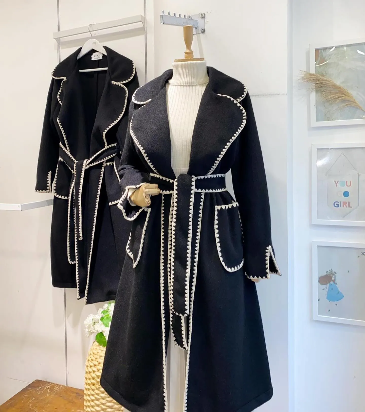 Embroidered Wool Coat