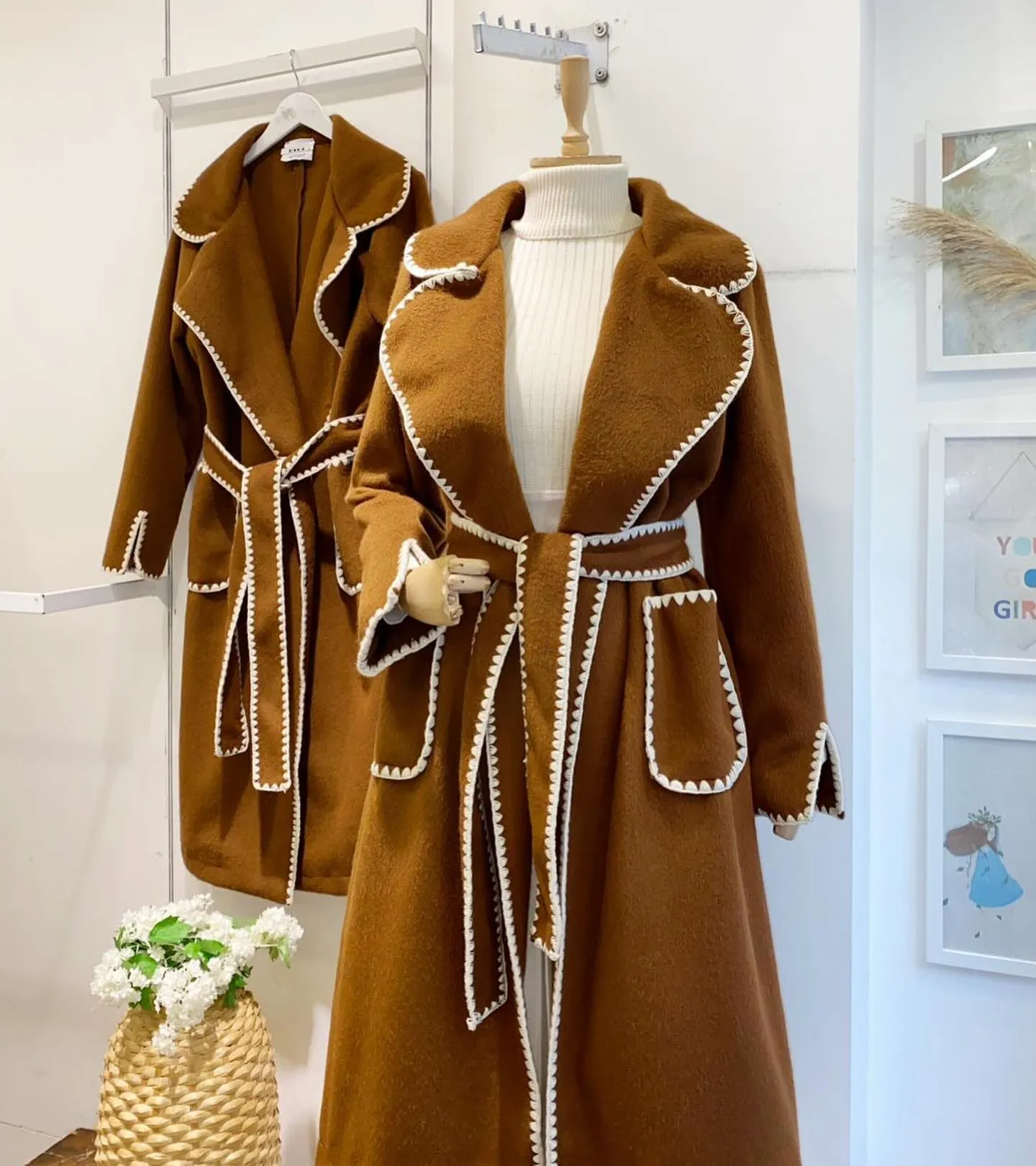 Embroidered Wool Coat