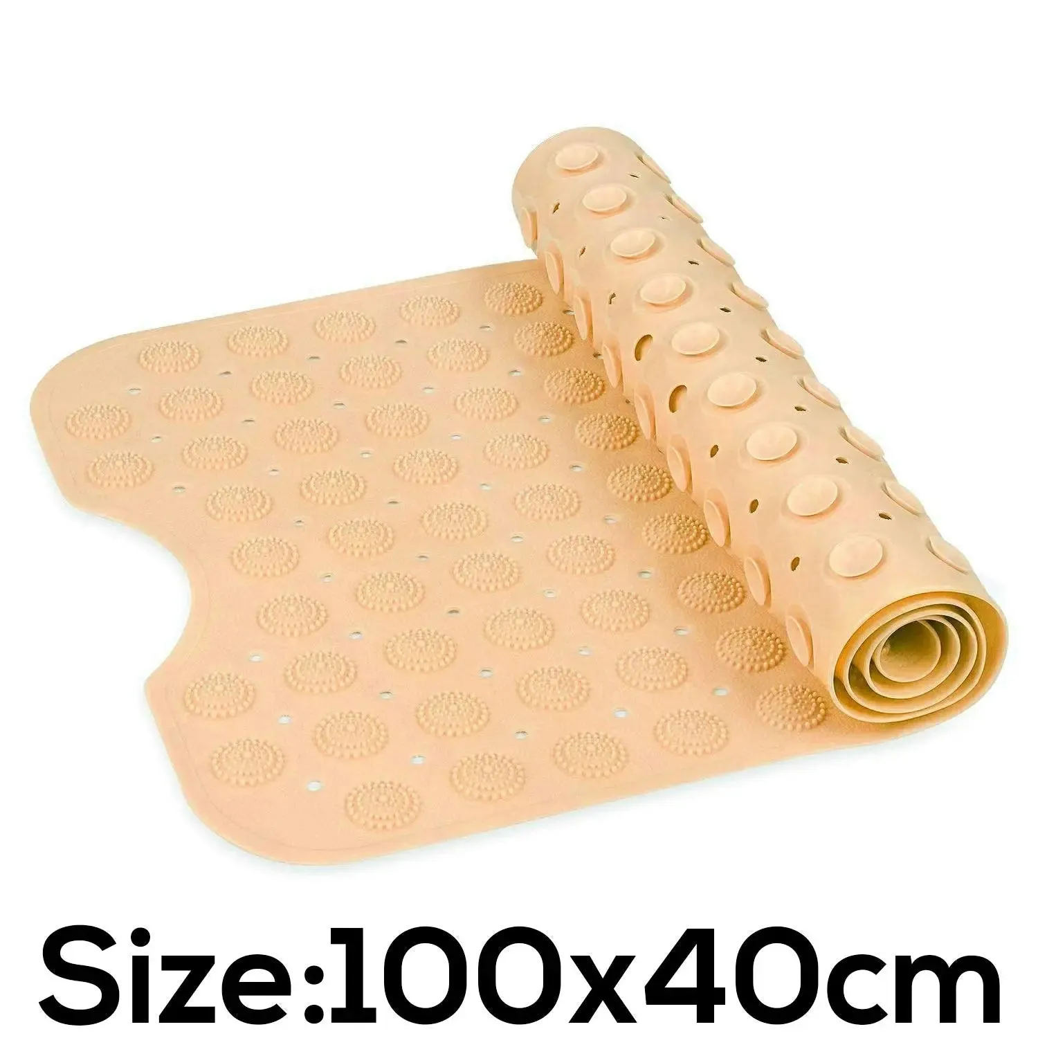 Experia Anti Slip with Suction cup Bath Mat - 100 x 40 cm (Cream Color with Accu-Pebble)