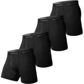 Expertoftio Men's Underwear Boxer Briefs 6 Inch Moisture Wicking Underwear for Men Pack of 4, Anting Chafing, Fly Pouch, L