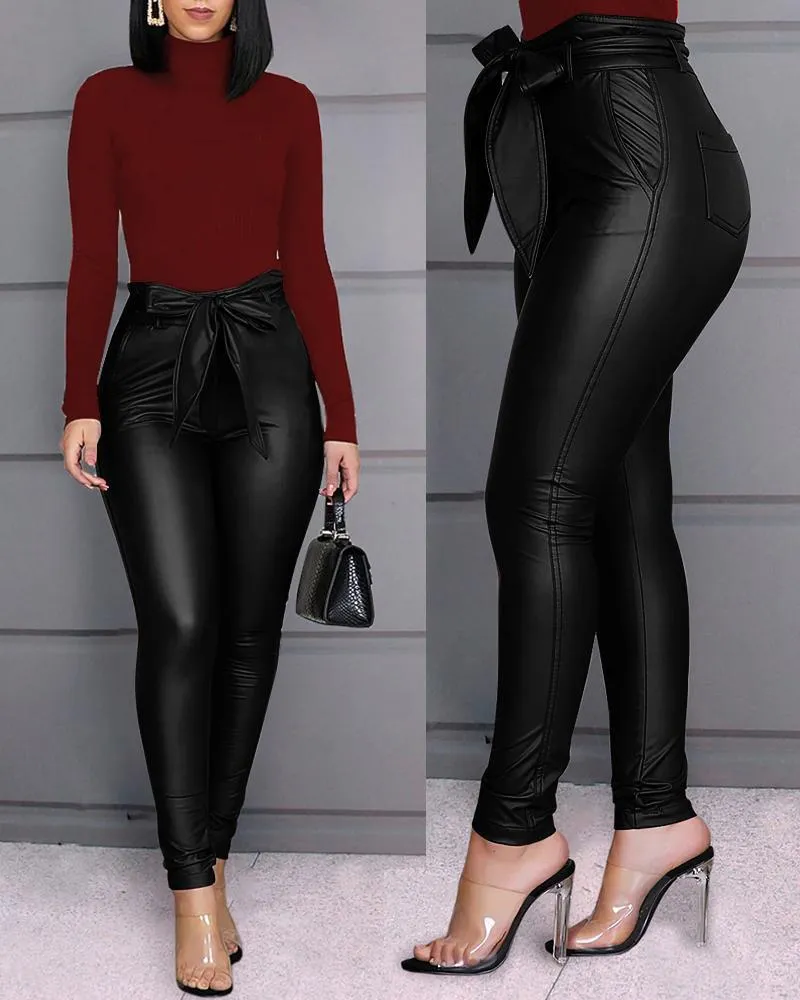 Fashion Cute PU Leather Pants