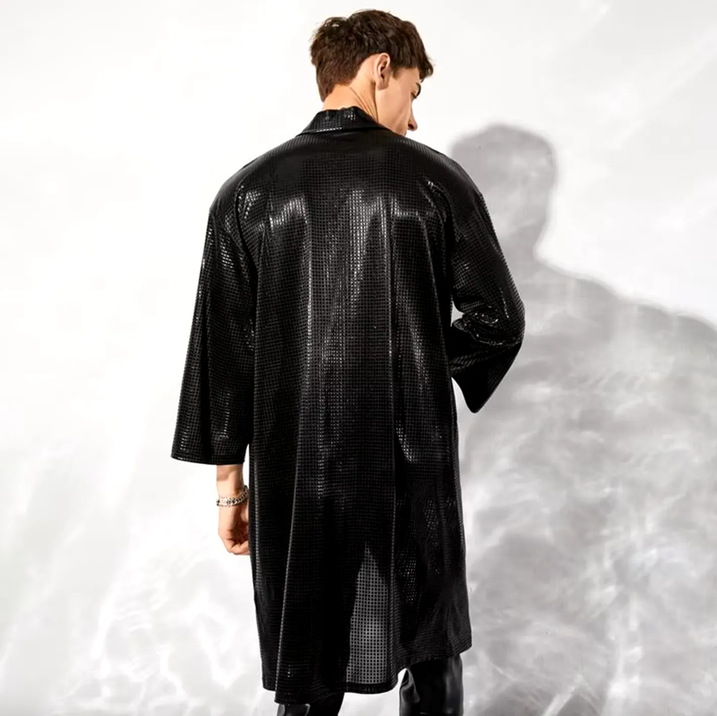 Festival Clothing Men's Kimono Disco Sequin Cardigan For Men Blazer Disco Clothing For Men
