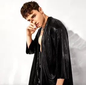 Festival Clothing Men's Kimono Disco Sequin Cardigan For Men Blazer Disco Clothing For Men