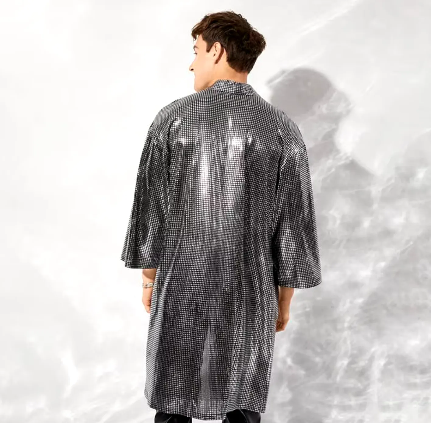 Festival Clothing Men's Kimono Disco Sequin Cardigan For Men Blazer Disco Clothing For Men